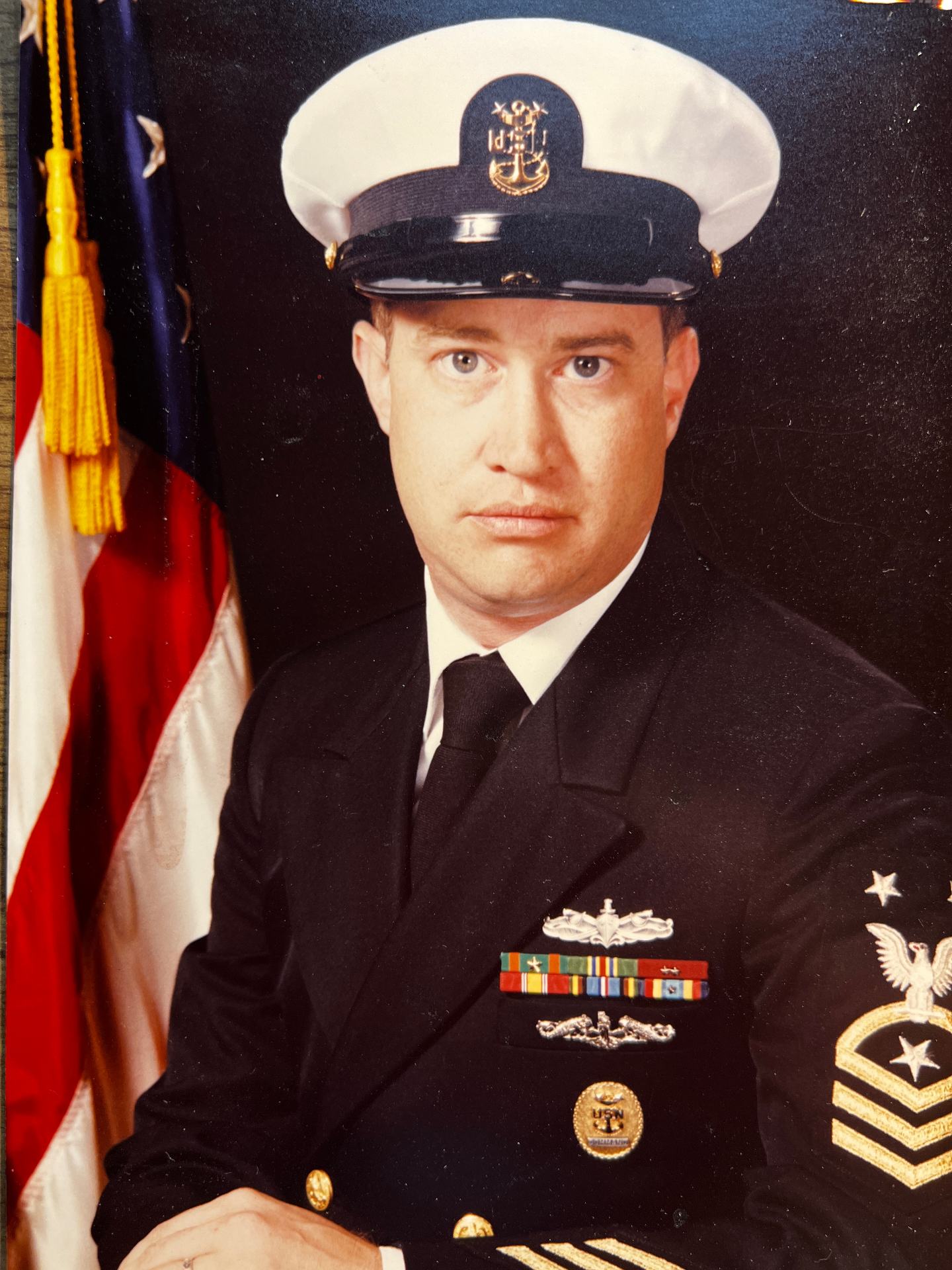 Todd Tolson, Command Master Chief, United States Navy, Retired, in dress uniform