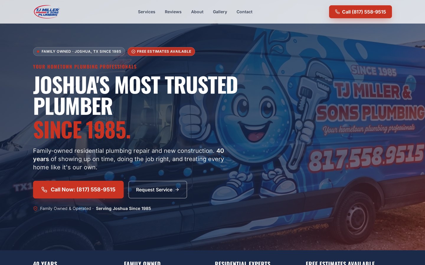 Website built by Clixmart for TJ Miller & Sons Plumbing